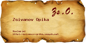 Zsivanov Opika névjegykártya